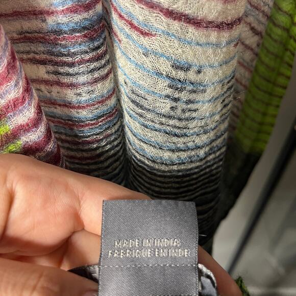 Epice Women's Scarf Alaska Kaleidoscope Stripe Multicored Wool Cashmere - Picture 4 of 9